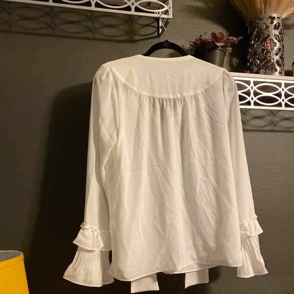 Boutique Cream Tie-neck Peasant Blouse - Picture 6 of 6